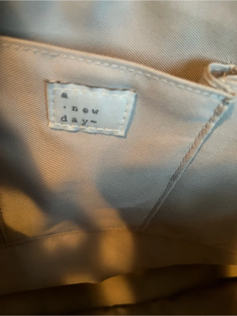 a new day Beige Laptop Tote with Black Handles and Trim